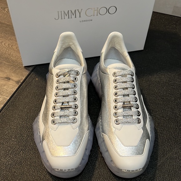 Jimmy Choo Diamond Silver White Oversized Sneakers - Picture 4 of 10